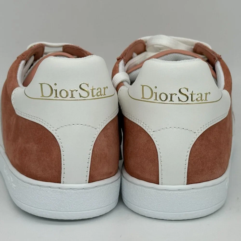 DIOR Star Lace Up Low Top Suede Leather Sneakers Trainers Dusty Candy - Picture 7 of 13